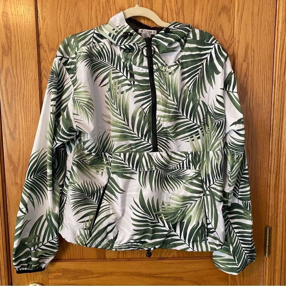 Forever 21 Tropical Palm Leaf Windbreaker Jacket